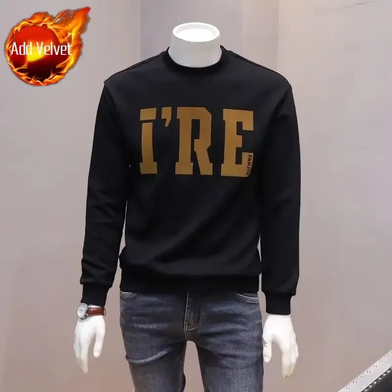 thumbnail image 1 of Sudadera de cuello redondo para hombre, ropa masculina con cuello redondo y estampado gráfico, jersey blanco sin capucha, ofertas al por mayor, ropa de calle de invierno, 1 of 5