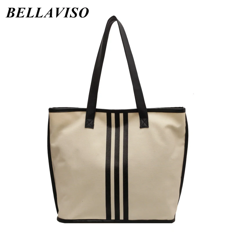 

BellaViso New Trendy Summer Women's Canvas Tote Bag Female Casual Large Capacity Travel City Shopper Beach Shoulder Bags BLCB-27