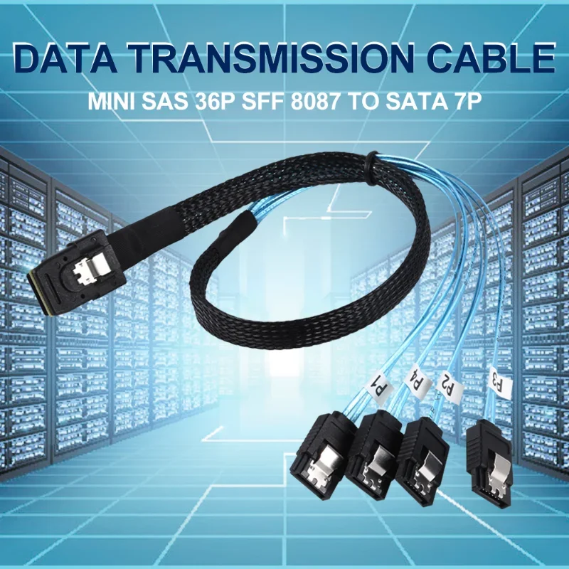 

Mini SAS to 4 SATA Cable 36Pin SFF-8087 Host/Controller to 7Pin SATA Target/Backplane Compatible with PERC H310 RAID Controller