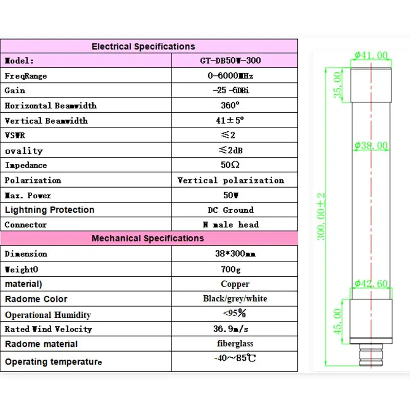 2-3000MHz 400-6000MHz 0-6000MHz 20-1000MHz 안테나 고출력 스펙트럼 분석기(테스트용) 0-6G 광대역 안테나