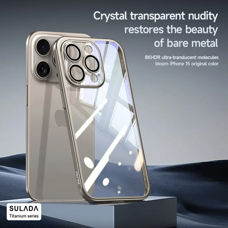 Custodia Per Telefono Color Titanio Di Lusso Per Iphone 14 15 Pro Max 14 15 Plus Cover In Titanio Trasparente Per Iphone 14 15 Promax
