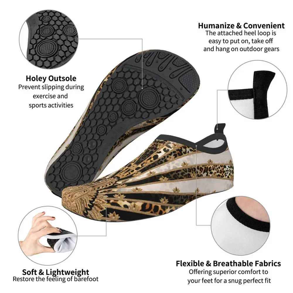 Leopard Women Summer Water Kayaking Shoes Couple Beach Sneakers Barefoot Floral Flats For Swimming Sock Aqua