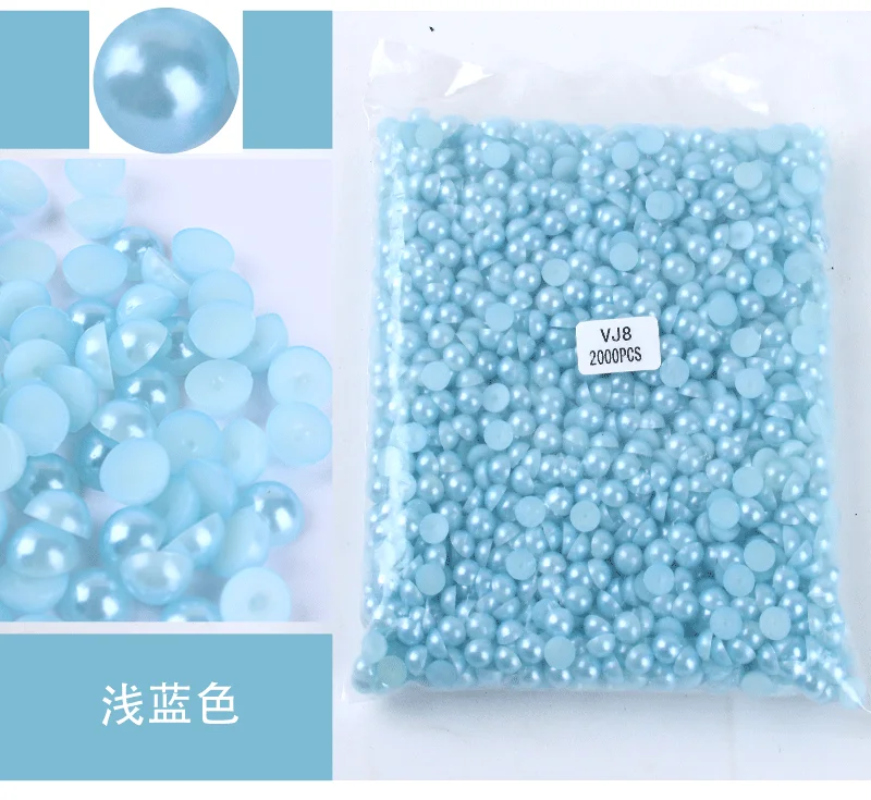 Mixed Size Colorful ABS Pearl Flat Back Rhinestones for Nail Art & Jewelry Crafting
