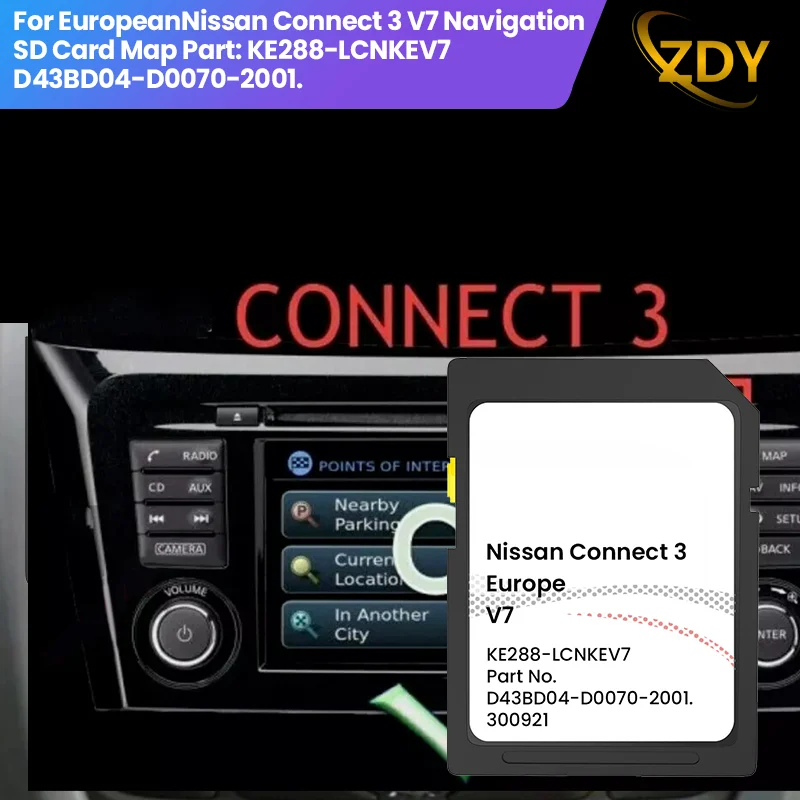 GPS Map Navigation SD Cards 16GB for Nissan Europe Car Connect 3