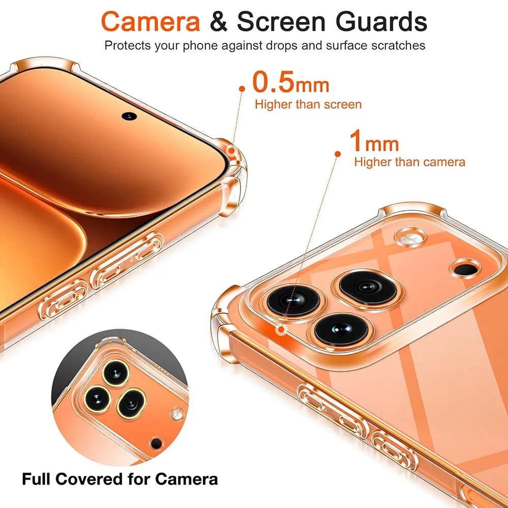 Shockproof Transparent Soft Silicone Case - Ultra Thin Clear TPU Back Cover