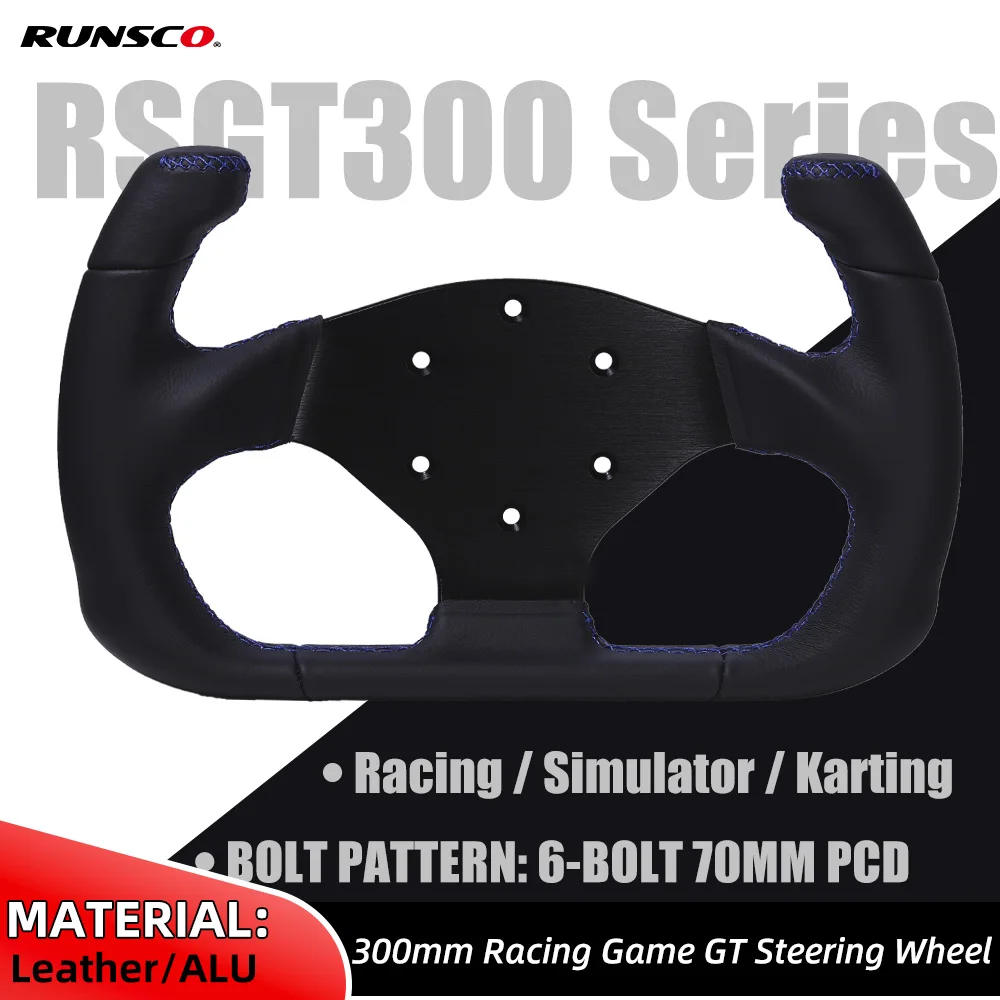 Racing 300mm GT Steering Wheel Flat Leather Car Drift Sim