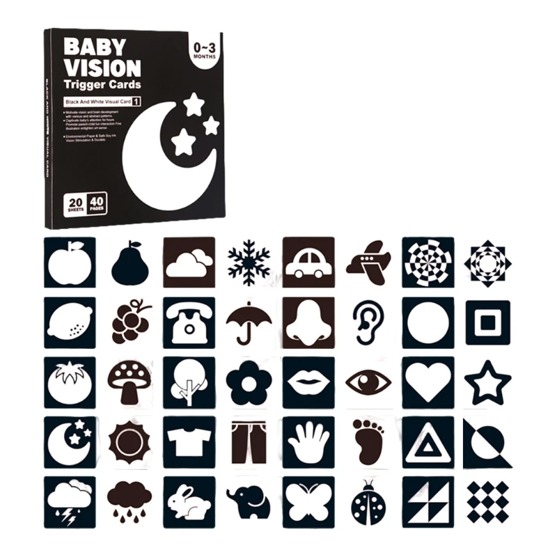 Black White Visual Stimulation Baby Visual Stimulation Card Black White Card Newborn High Contrast Baby 2