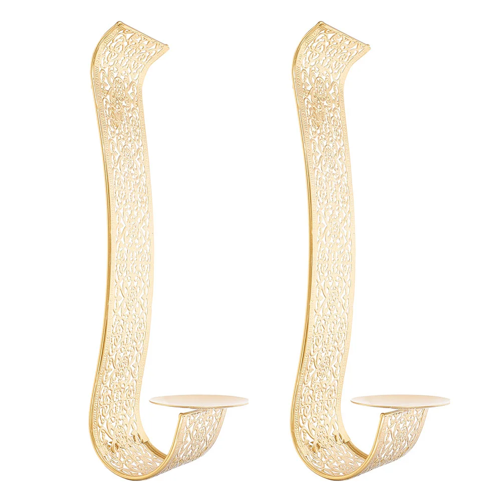

2 Pcs Household Wall Mounted Holder Tapered Candles Sconces Indoor Iron Pillar