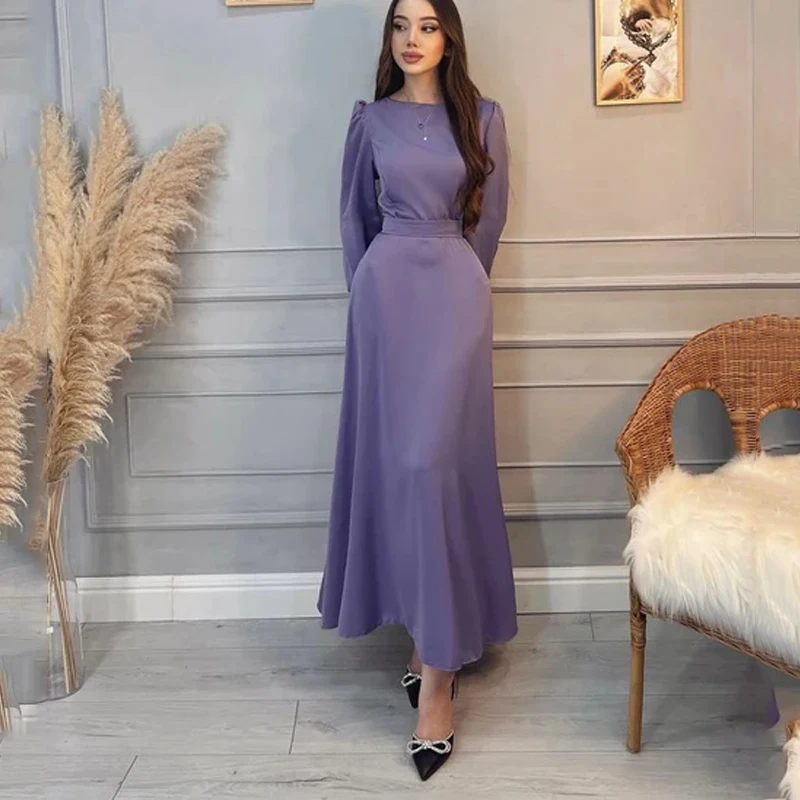 

VENUS 2024 O-Neck Prom Dresses Mermaid Plus size Formal Dresses Long Sleeve Evening Dress Ankle-Length Party Dress