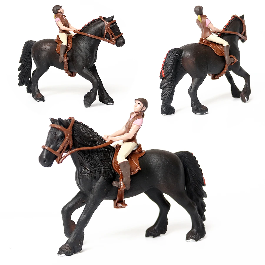 Figurine d'équitation réaliste avec cheval pour fille, modèle de cavalier  en plastique, jouet de jeu, décoration de gâteau, cadeau de Noël et  d'anniversaire pour enfant - AliExpress