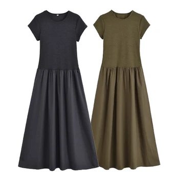 Robe maxi femme plissée tricotée décontractée été 2026