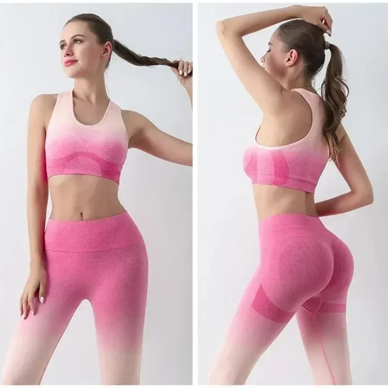 

Sport Seamless Athletic Leggings Women Fitness Workout Clothing Gym Activewear Women Short Long Sleeve Yoga Set