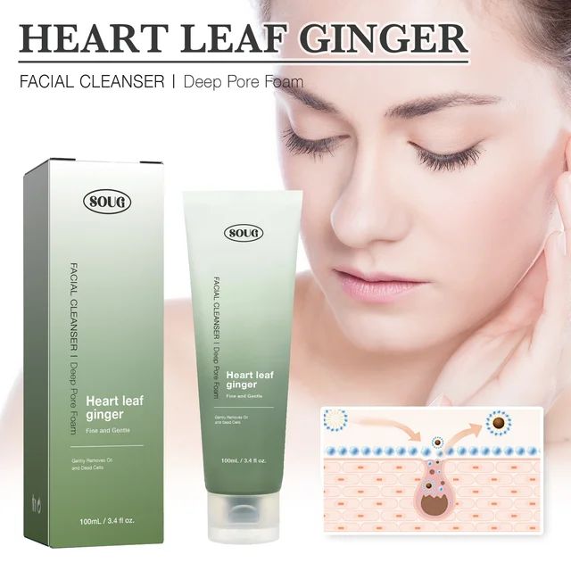 Facial Cleanser Heartleaf Succinic Moisture Cleansing Foam Deep Cleaning Oil Control Pore Soothing Korean Cosmetic Skin Care 2