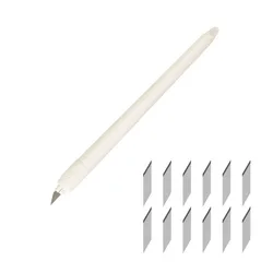1+12Pcs Carving Knife Tools Kit Non-Slip Blades Plastic Scalpel Knife Mobile Phone Film Eraser Tape Paper Cutting Knife Tools