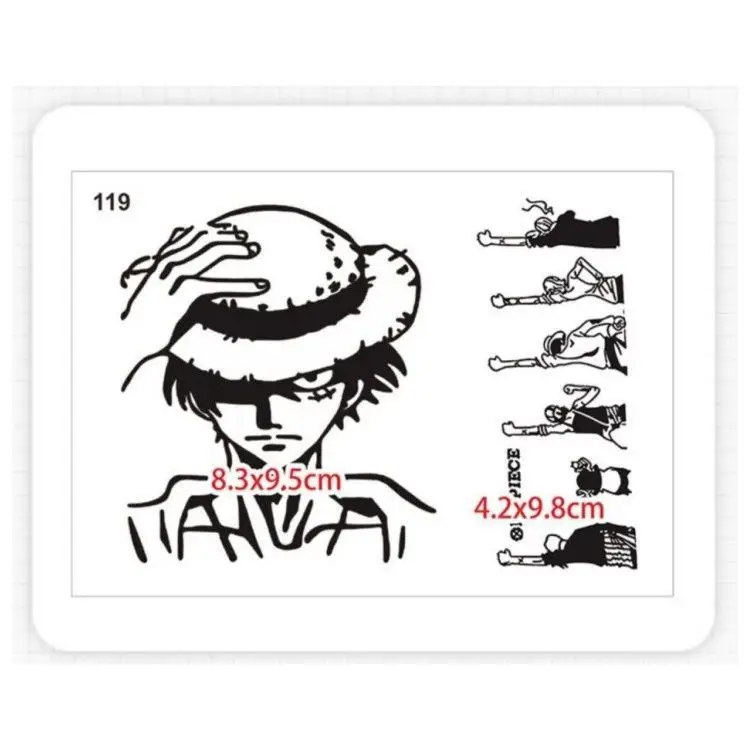 2022 Black and White Anime Character Temporary Waterproof Tattoo Stickers  for Men Leg Arm Straw Hat Fake Tattoo Art Cool Tattoo - AliExpress