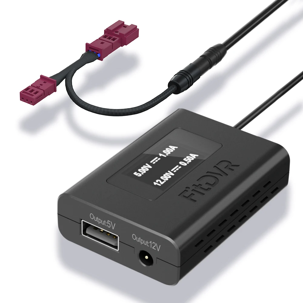 비가센서, LED 디스플레이, USB 전원 케이블, 자동차 카메라 액세서리, D3-042가 포함된 Ford 및 Lincoln용 FitDVR 대시캠 어댑터(3핀)