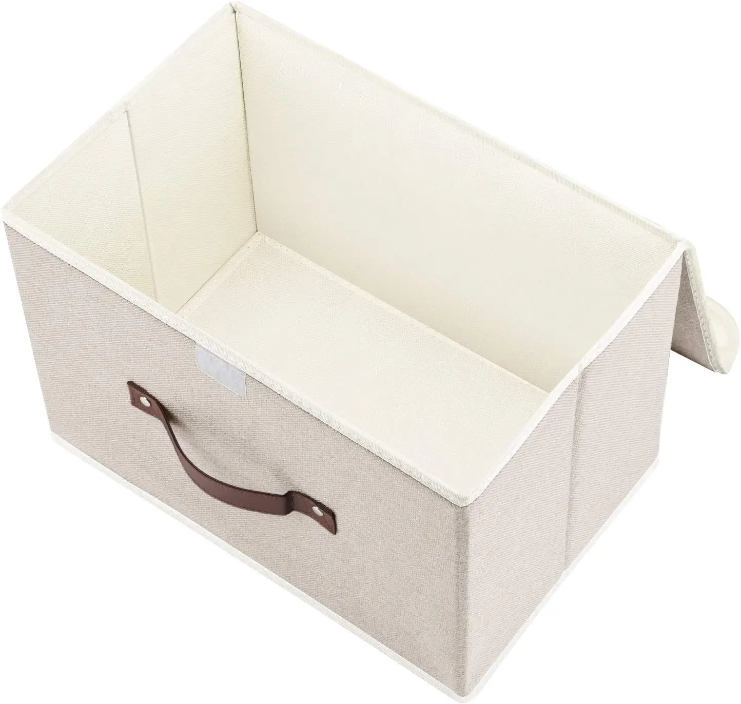 Foldable Storage Boxes with Lids 5 Pack Fabric Storage Bins with Lids, Room Organization, Office Storage, Toys - Beige 4