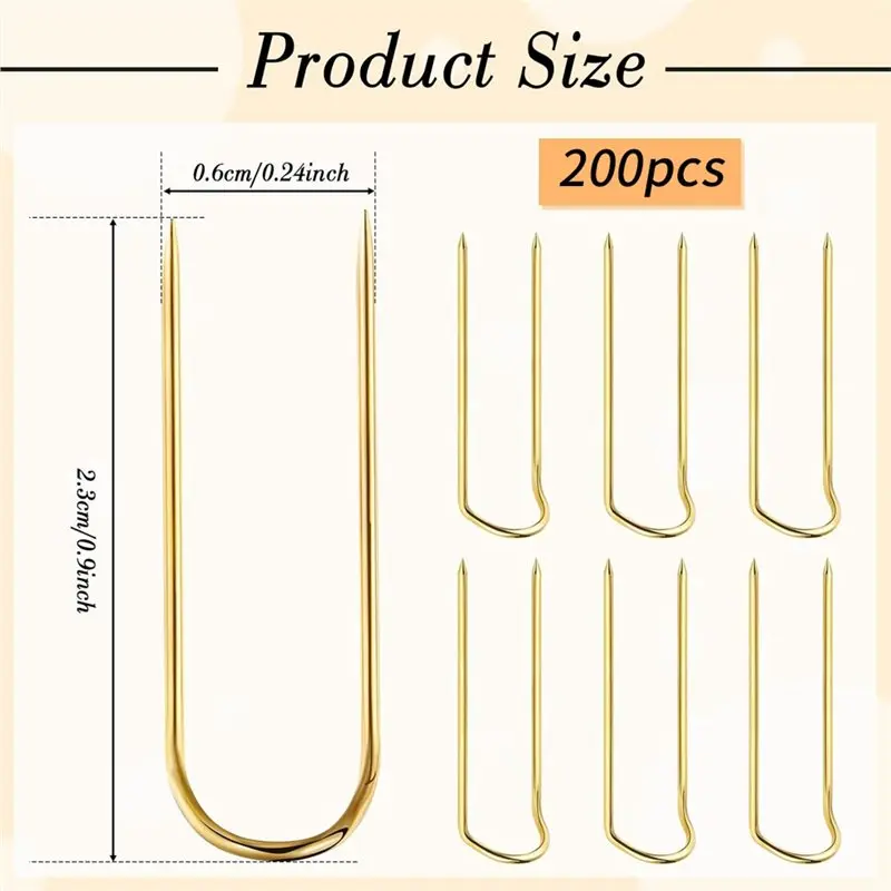 【플래시딜】더블 엣징 스테인레스 스틸 재봉용 U핀 200개 재봉핀 포크 니들크래프트 다용도 스트레이트 포 주얼