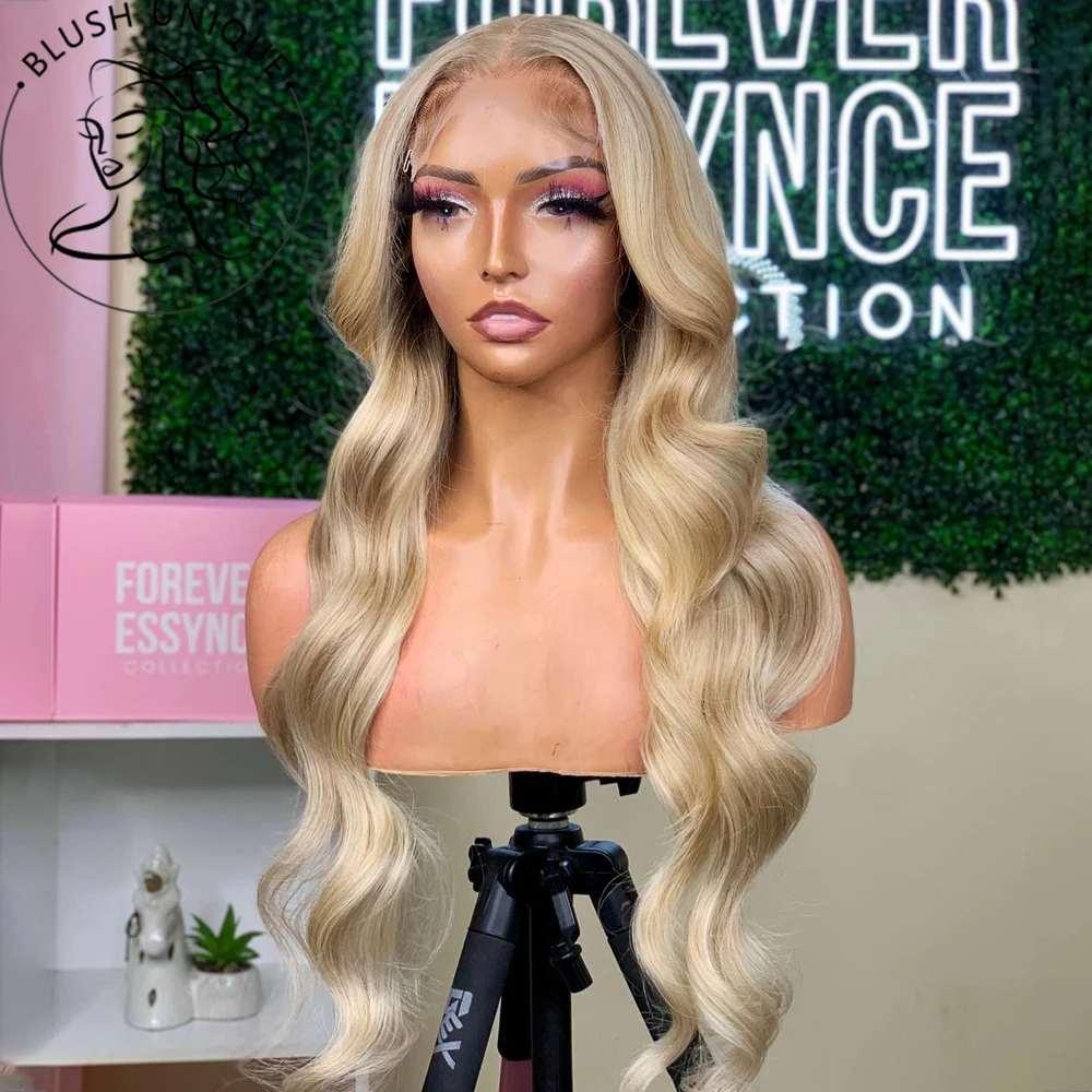 

Ash Blonde Lace Front Wig 13x4 Synthetic HD Transparent Highlight 613 Colored Lace Frontal Wigs For Women 180% Density Lace Wig