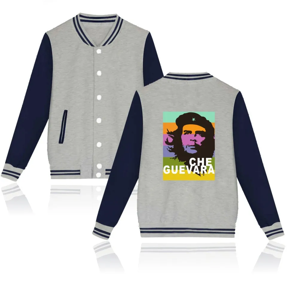 Che Guevara Hero Baseball Jacket Uniform Coat Argentina Hero Long Sleeve Fleece Sweatshirt Winter Hip Hop Hoodies Brand Clothes