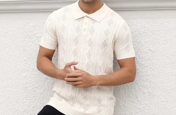 Polo a Righe Casual a Maniche Corte in Maglia per Uomo 2026