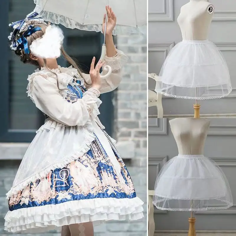 

White Lolita Short Wedding Petticoat Ball Gown Dress Underskirt Skirt Half Slips Wedding Maid Clothes Cosplay Costume Petticoat
