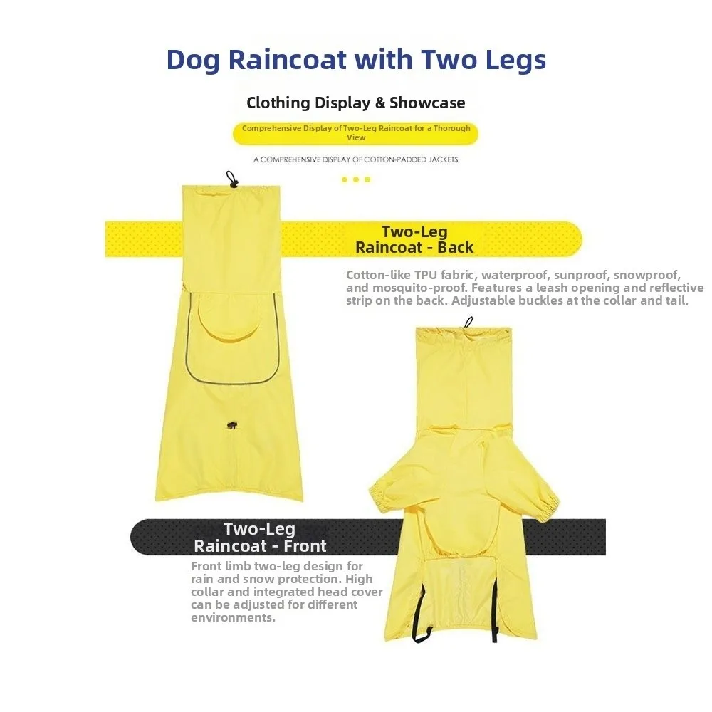 반사띠가 있는 조절 가능한 디자인의 반사 방수 강아지 우비, 리드줄 구멍이 있는 후드형 강아지 우비