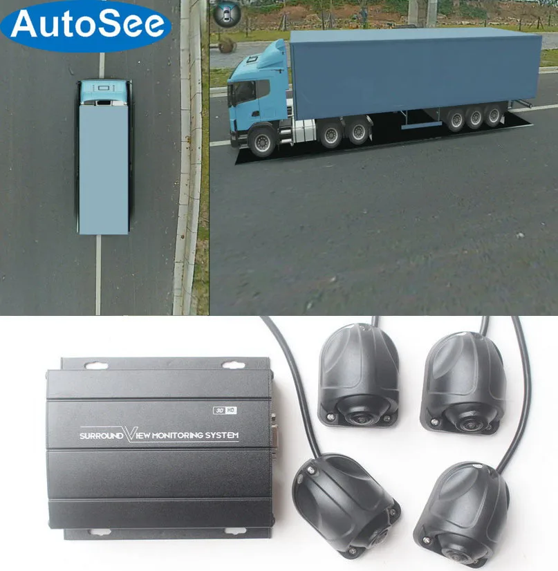 

longer Truck 360 degree camera 3D birds eye panoramic view Front rear side Surround parking reversing assist system 4K dash DVR