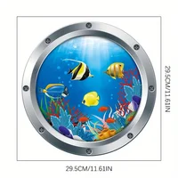3D Sea World Toilet Stickers Bathroom Toilet Lid Decorative Wall Stickers Home Decoration Waterproof Vinyl Bathroom Accessories 2