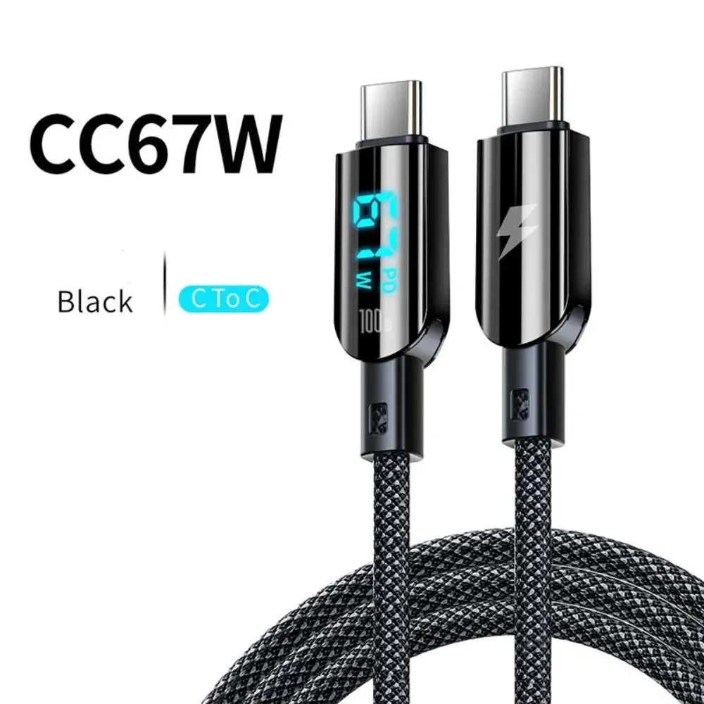 패션 디지털 디스플레이 스크린 USB to 타입 C 고속 충전 데이터 케이블 100W PD 데이터 코드 듀얼 타입 C 데이터 케이블 PD 충전 케이블