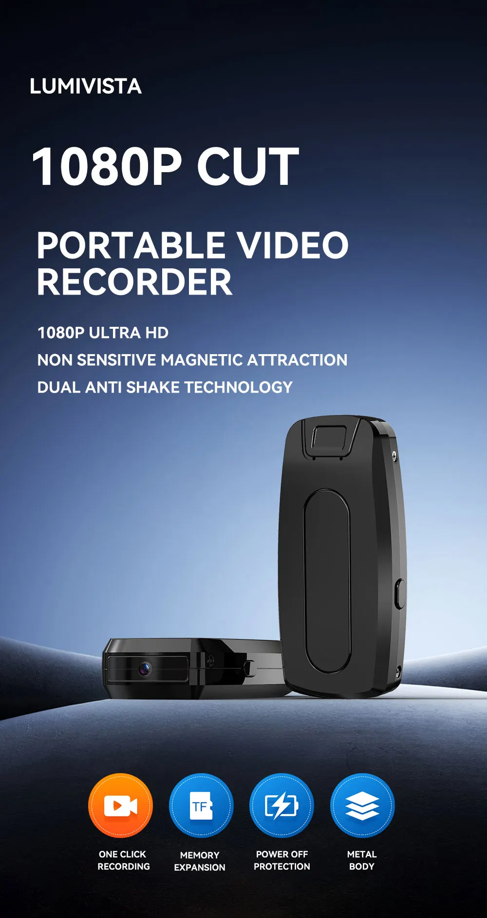 Mini caméra vue de face avec corps métallique compact