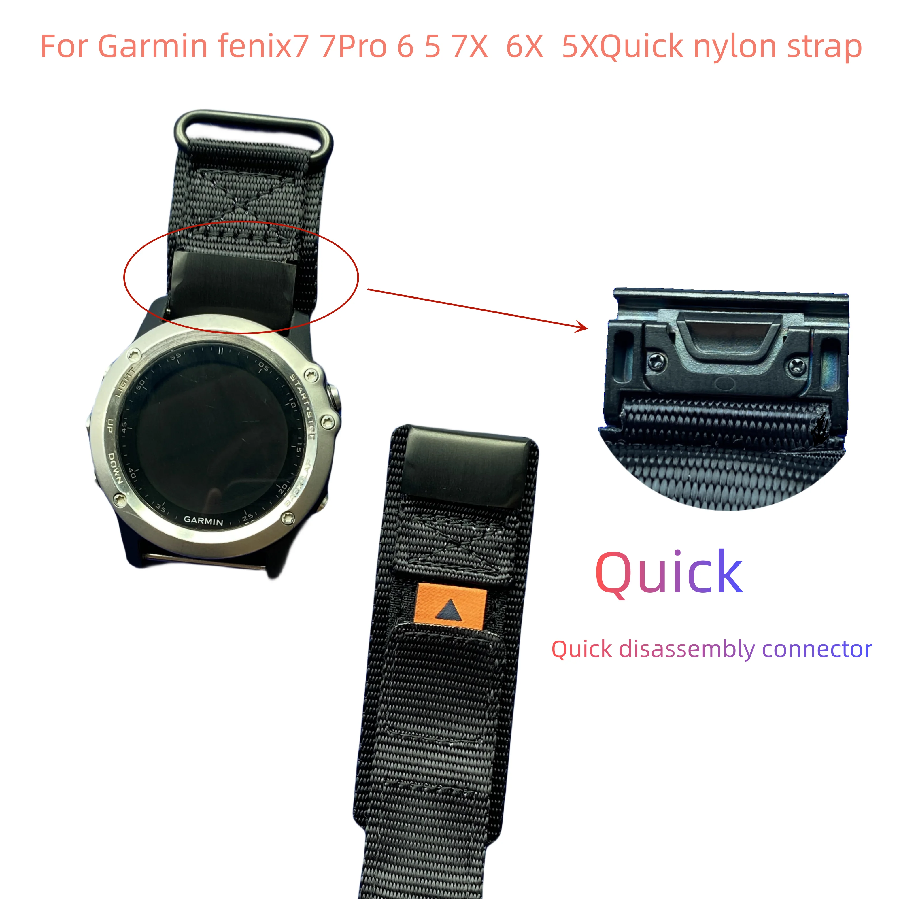 

Runcool For Garmin fenix7Pro 7 6 6x 7X 7XPro Nylon Quick Release Watch Strap Outdoor Sports Breathable Wrist Strap