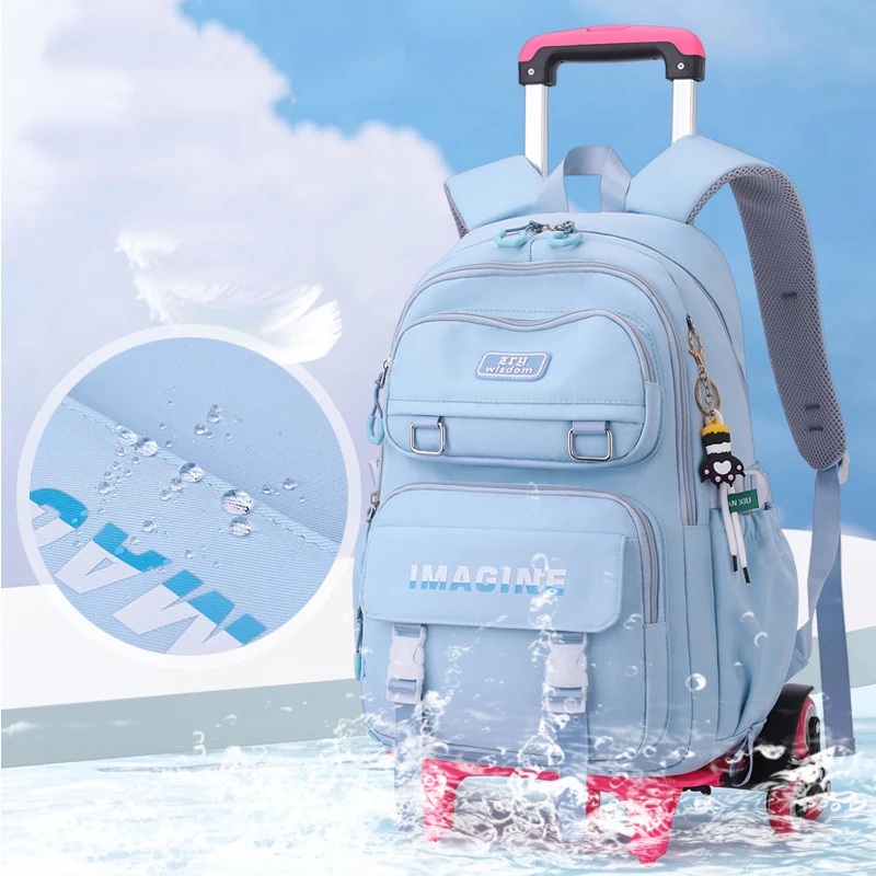 Children School bags with Wheels Students Backpacks For Girls Trolley Bag Cute Schoolbag Rolling Wheeled Backpack Book Bag sac