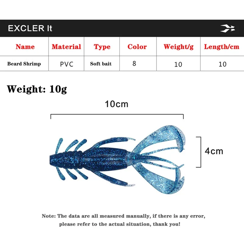 10 Pezzi Esche Morbide Per Pesca - Gamberetti Artificiali In PVC Realistici, 5,5cm Per Spigola E Persico, Swimbait