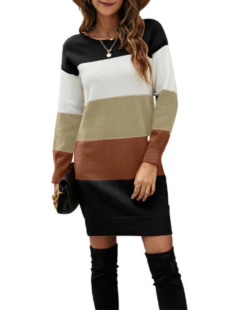 

Women's Sweater Dresses New in Fashion Autumn Winter Long Sleeved Pullover Korean Version Commuting Streetwear Women's Clothing