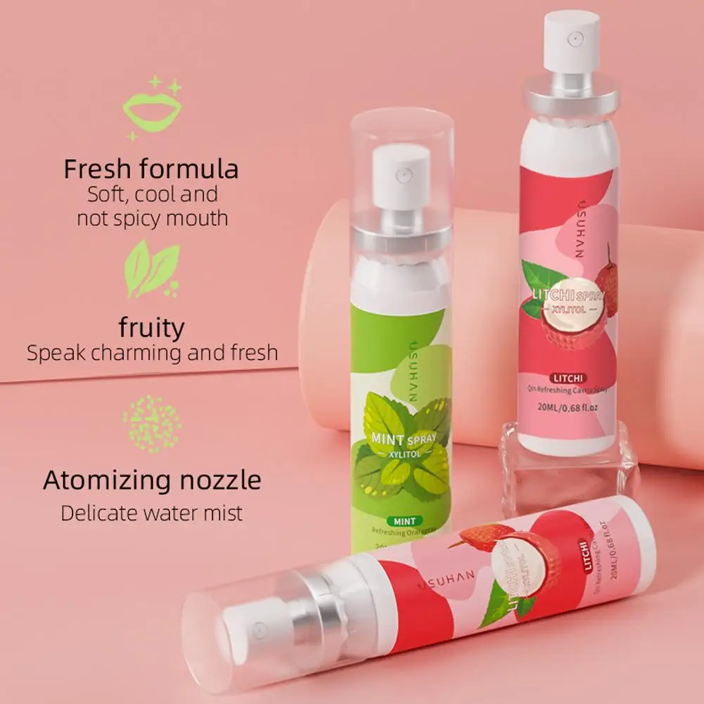 22ml Oral Fresh Spray Mouth Freshener Oral Odor Treatment Oral Remove Bad Breath Fruit Litchi Peach Flavor Persistent Oral Care