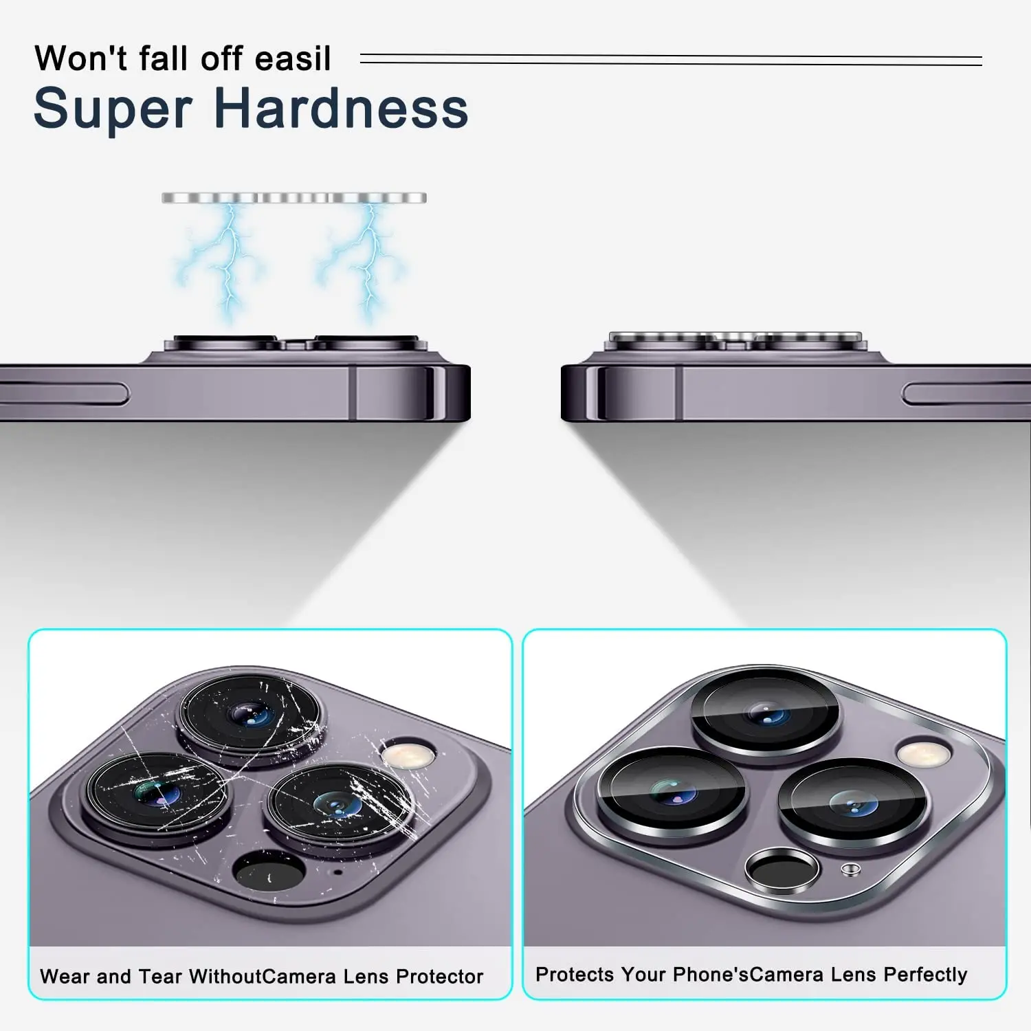 4-Pack Ultra HD Full Cover Camera Protector Glass - Enhanced Night Clarity