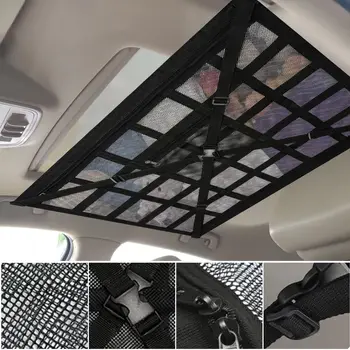 1pc Car Roof Storage Bag Interior Cargo Net Breathable Mesh Bag Car Ceiling Storage Net Pocket Auto Stowing Tidying Accessories 1