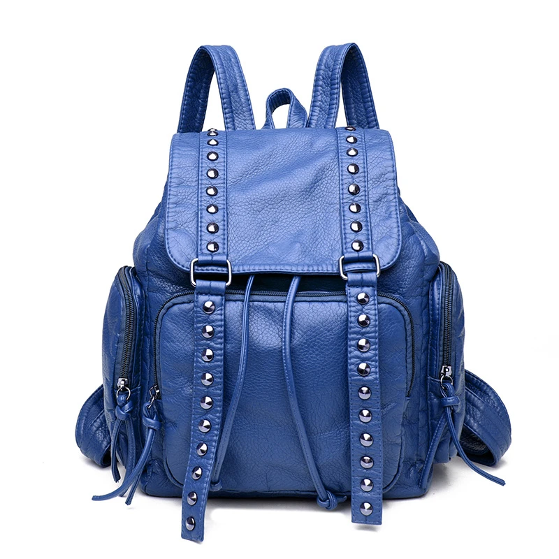 BOJHGO Zaino In Pelle PU Morbida Con Rivetti – Mini Zaino Da Donna E Uomo, Capiente Per Viaggio E Scuola, Tracolla E Manico, Stile Chic E Compatto