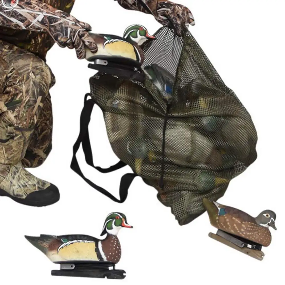 Outdoor Duck Gooses Mesh Luring Decoy Shoulders Bag Drawstring Hunting Backpack Hunting Decoy Hunting Tools