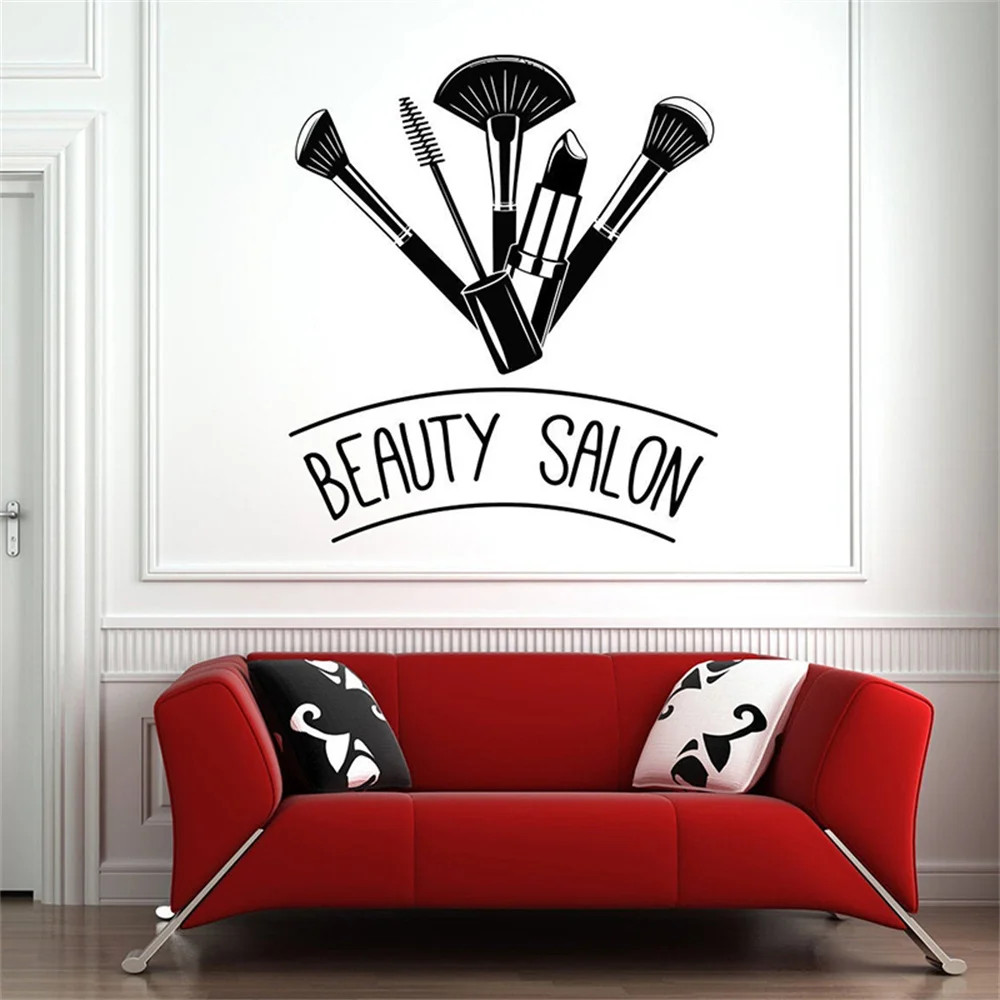 Beauty Salon Wall Decal Makeup Brush Tools Lipstick Beauty Salon Wall Decal Lashes Wall Decor 1134re