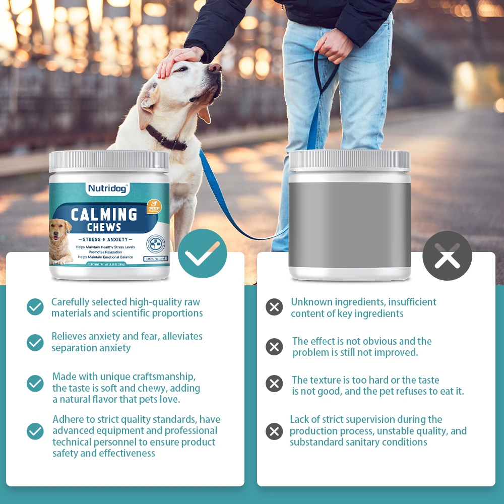 Calming Supplement Chews for Dogs Anxiety Relief with Melatonin Hemp Seeds Chamomile Stress Relief for Thunderstorms 120Ct