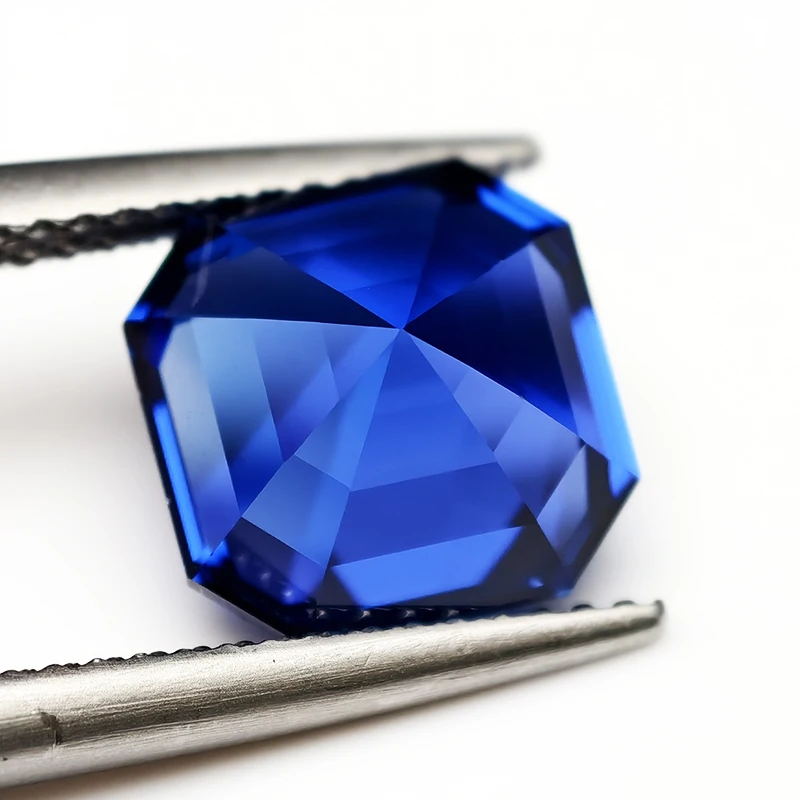 Top Lab Grown Sapphire Gemstone Asscher Cut Royal Blue Synthetic Sapphire Gems Loose Stone With AGL Certificate