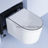 Wall-Mounted Smart Toilet In-Wall Intelligent Toilet Bidet with Bracket Heated Toilet Seat Built-In Tank Auto Open Space-Saving 1
