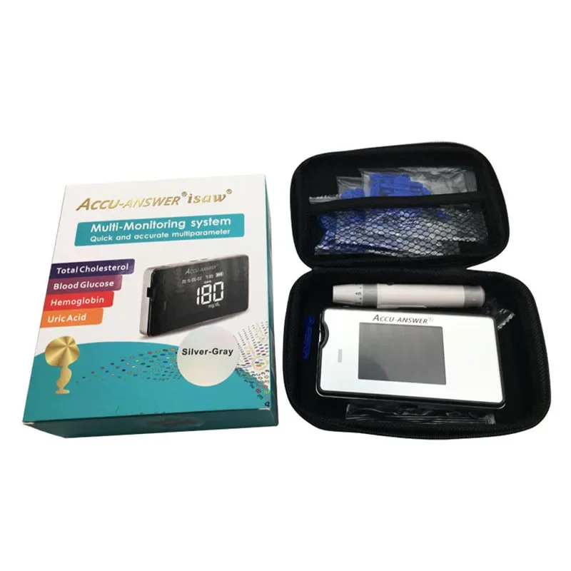 4-in-1 Accu Answer Hemoglobin Cholesterol Blood Glucose And Uric Acid Meter For Household Use