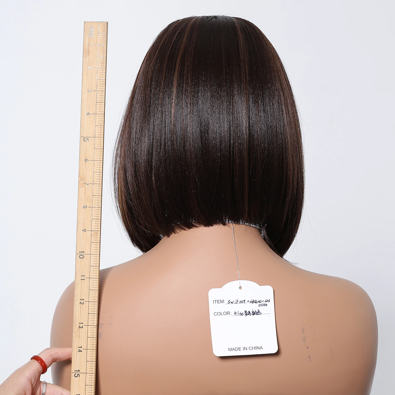 Short Brown 13*6 HD Lace Front Wig With Baby Hair Highlight Brown Golden Straight Bob Lace Front Synthetic Wig For Women Daily
