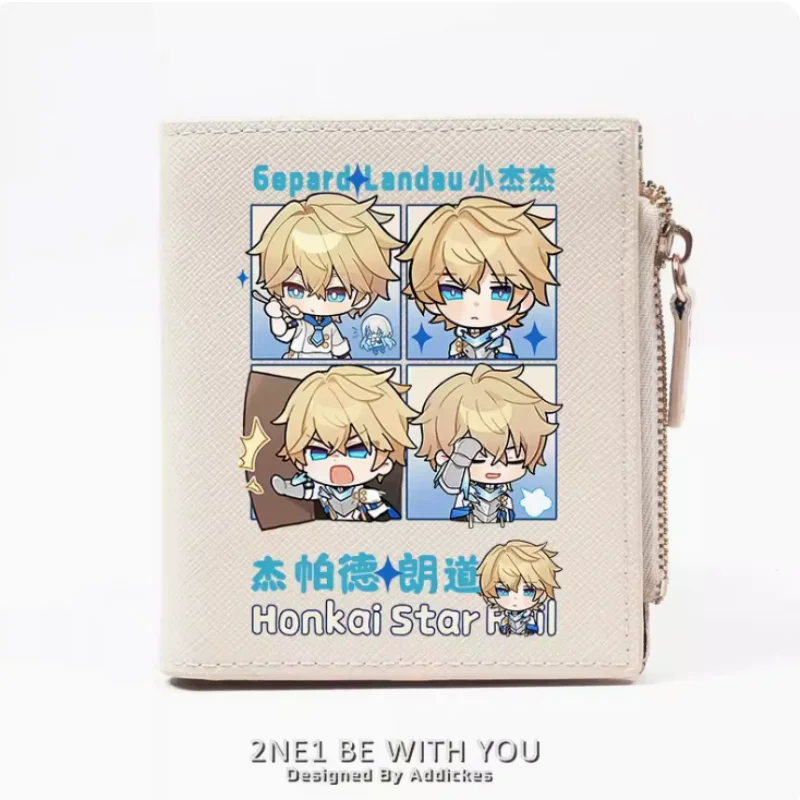Gepard Landau Honkai: Star Rail Anime Zipper Fashion Wallets PU Purse Card Holder Money Bag Gift B516 Cosplay