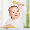 TYRY.HU 1Set Baby Silicone Fork Spoon Set Wooden Handle Children Silicone Feeding Fork Spoon Set Christmas Gift Birthday Gift 2