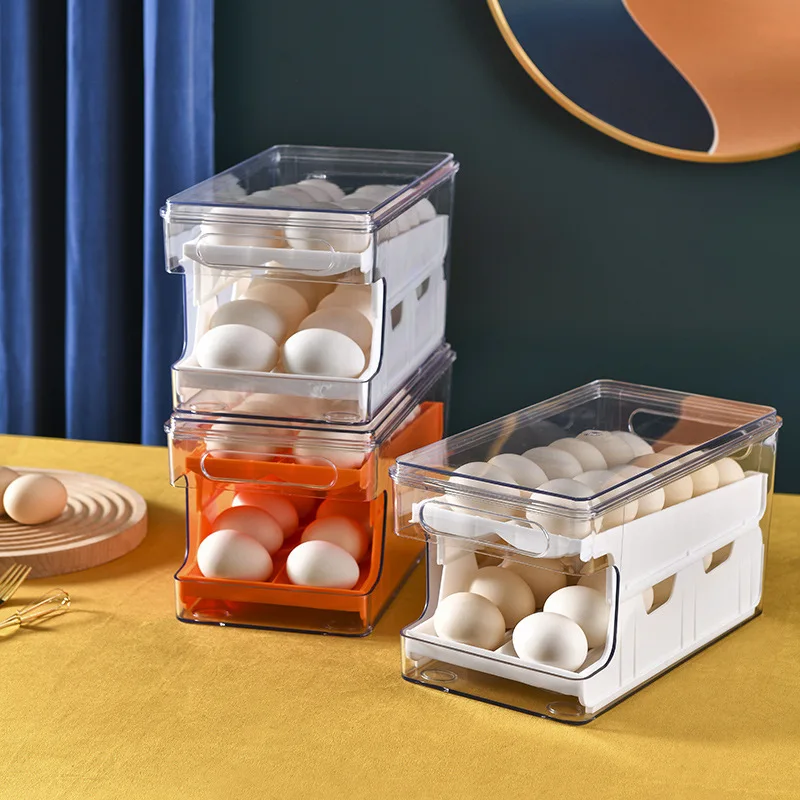 1PC Slide Style Egg Storage Box, Double-layer Automatic Replenishment Egg Box, Kitchen Use Rolling Egg Duck Egg Preservation Box