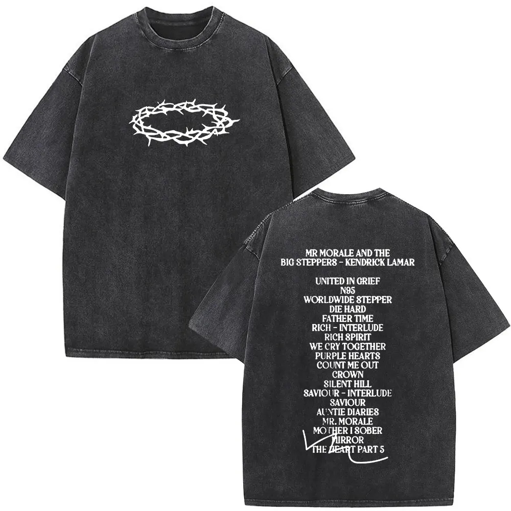 Kendrick Lamar Graphic T Shirt Washed Black Oversized Y2K Rap Tee